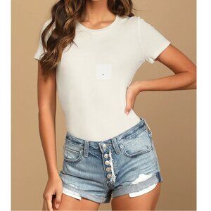 Romeo Medium Wash Denim Distressed High Rise Cutoff Shorts